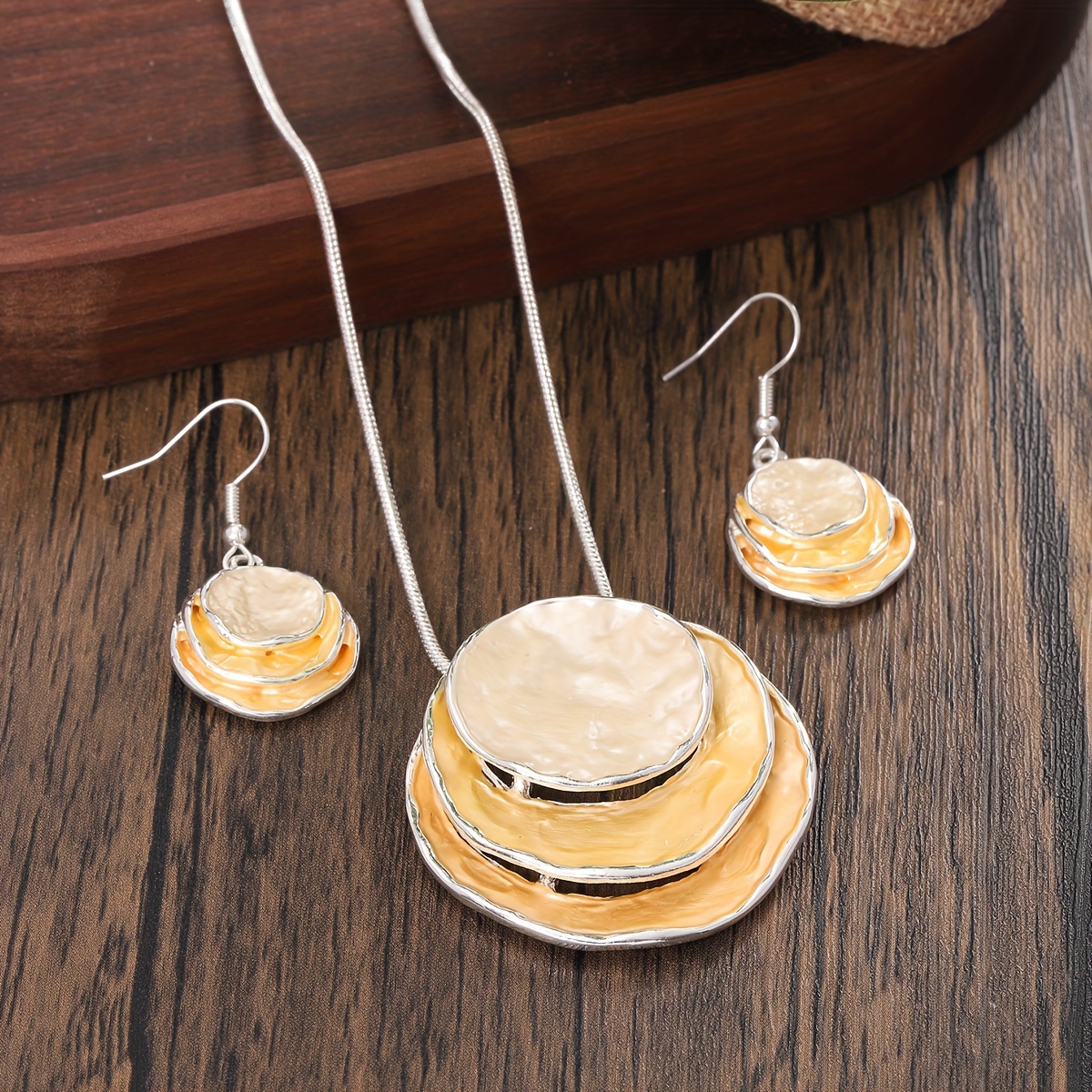Boho Jewelry Set Disc Drop Earrings Necklace Party Accessories